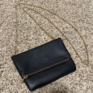 Sole Society Black Crossbody Bag with Gold Chain
